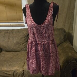 SHEIN Maroon Floral Shorts Romper Size 2